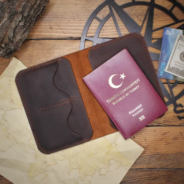 Hakiki Deri Moonbuff Pasaport Kılıfı - Görsel 9